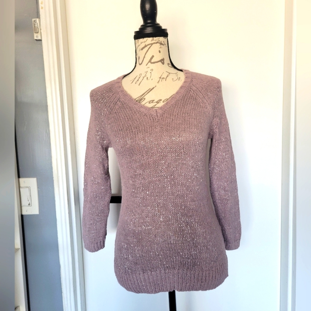 Boden Dusty Lilac Shiny‎ Cotton Knit Sweater Pullover Size 4